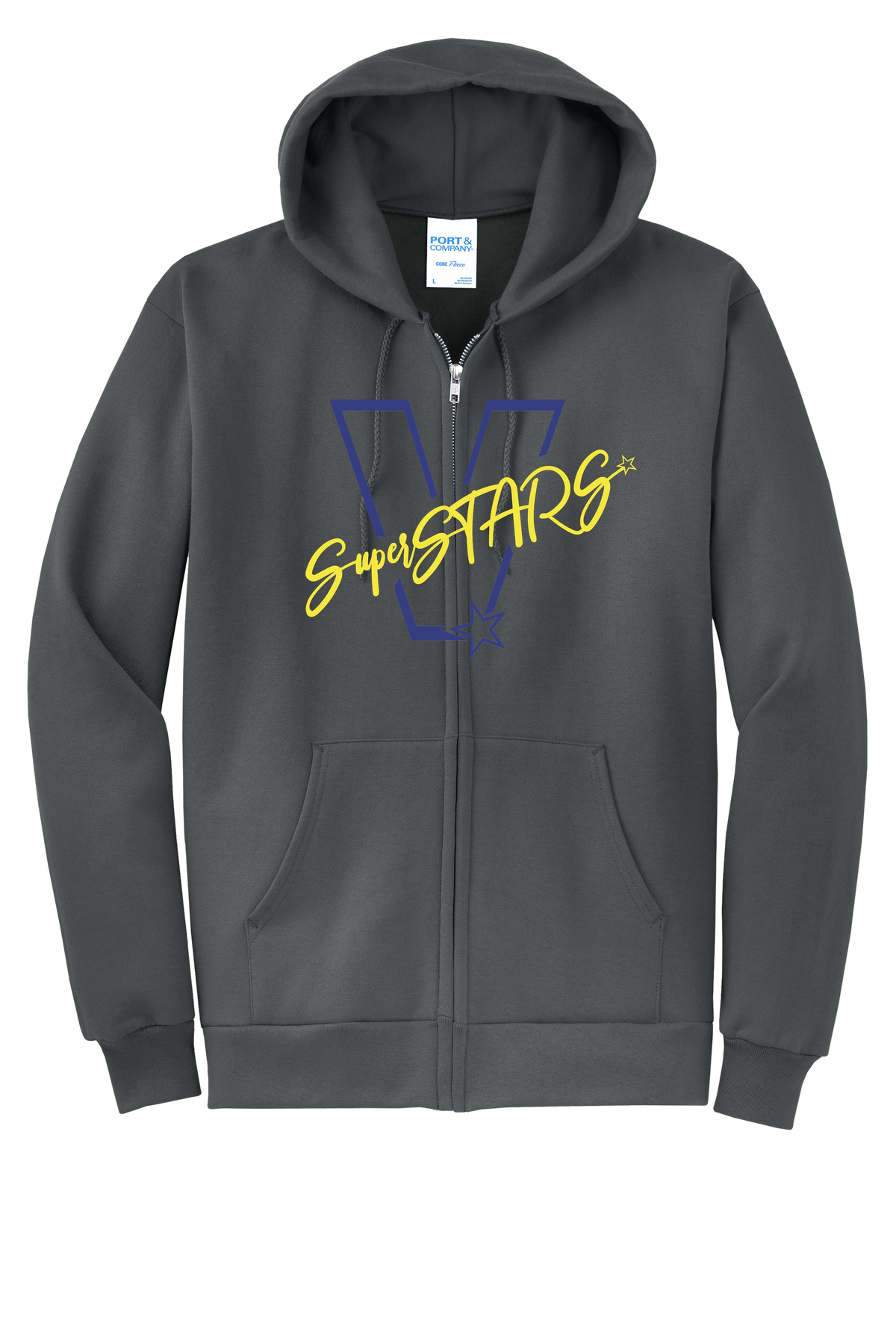 Big V - Adult Zip Hoodie - Charcoal