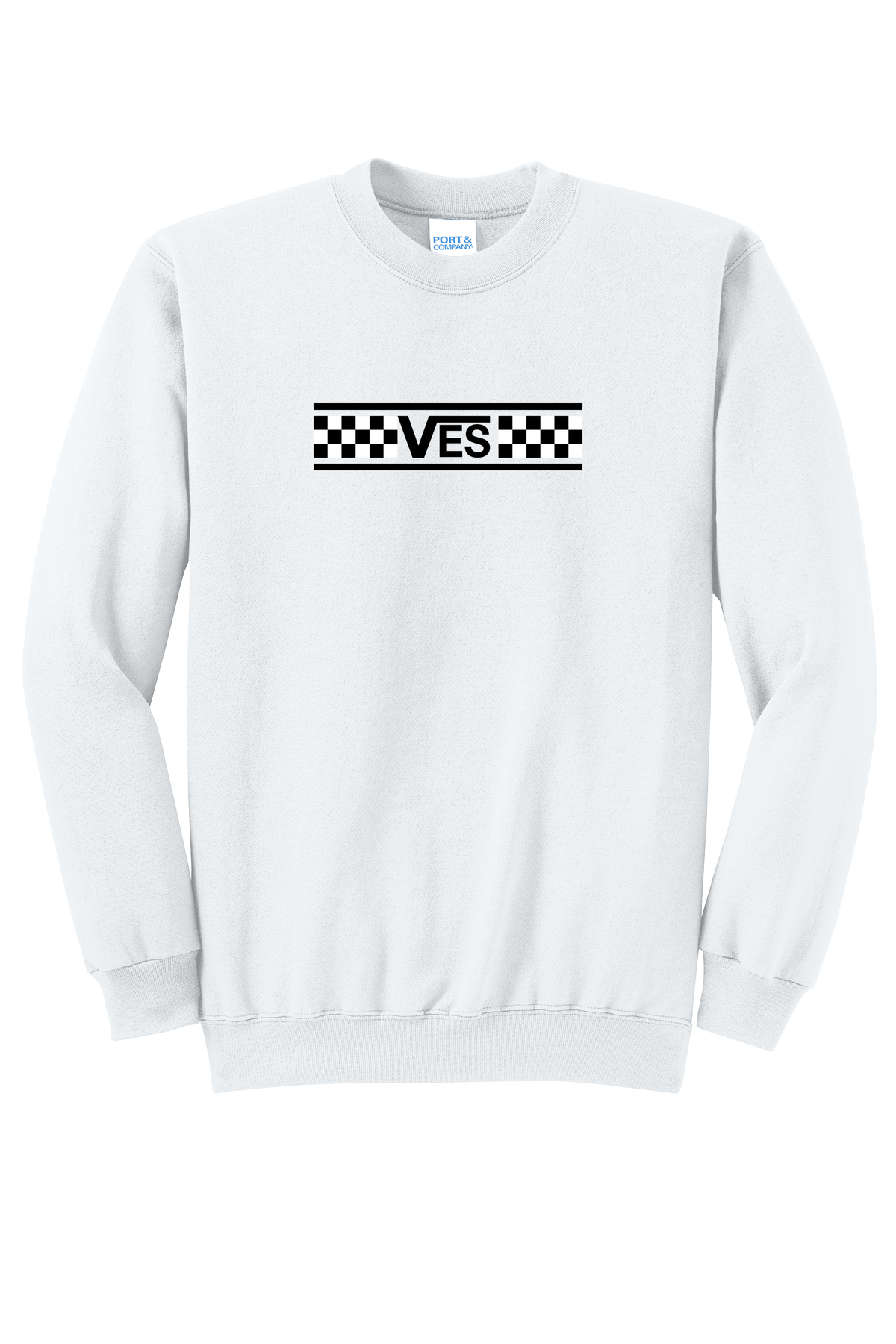 Checkered - Adult Crew - White