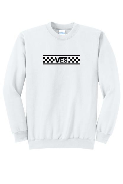 Checkered - Adult Crew - White