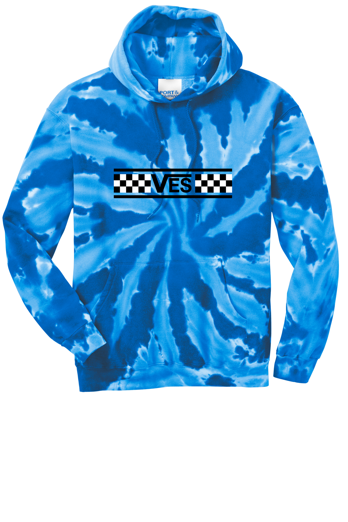 Checkered - Adult Hoodie - Tie-Dye Royal
