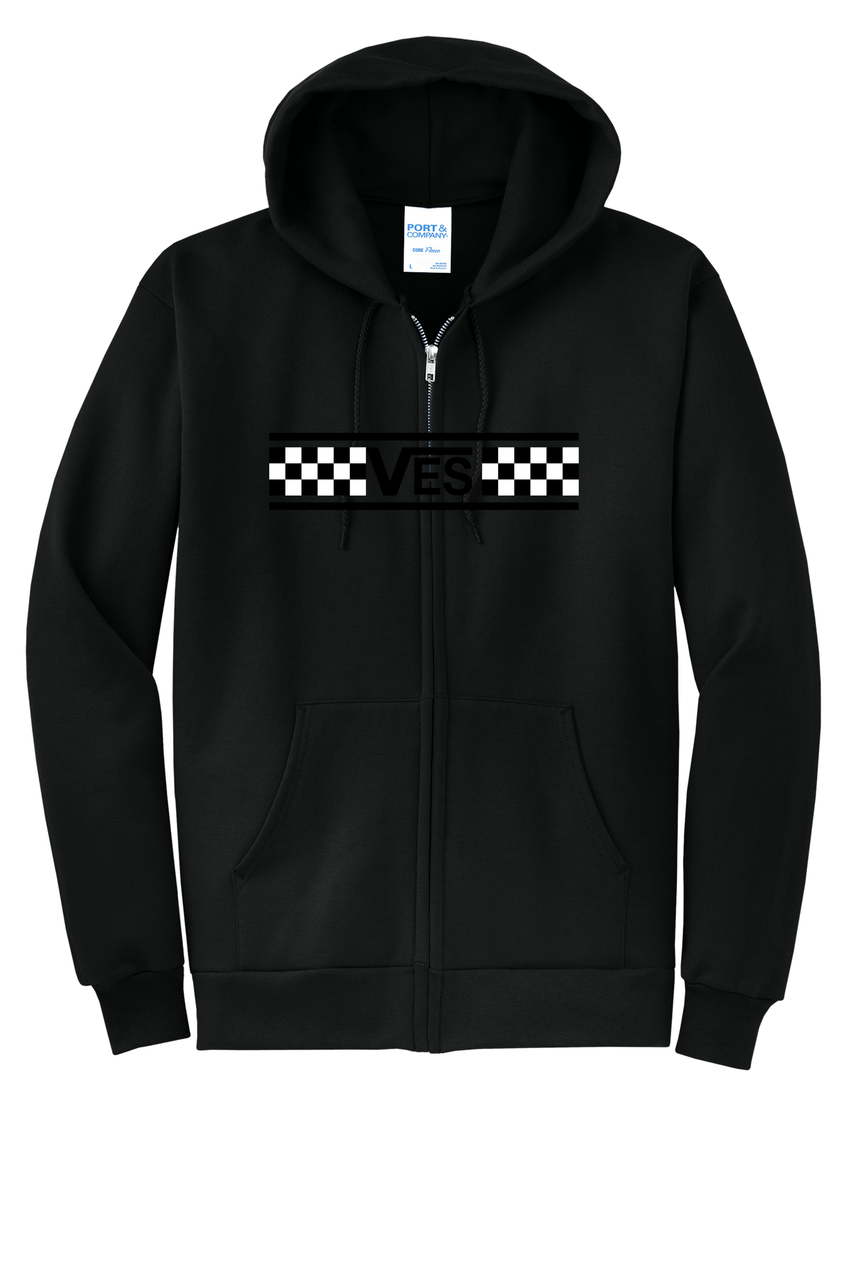 Checkered - Adult Zip Hoodie - Black