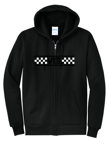 Checkered - Adult Zip Hoodie - Black