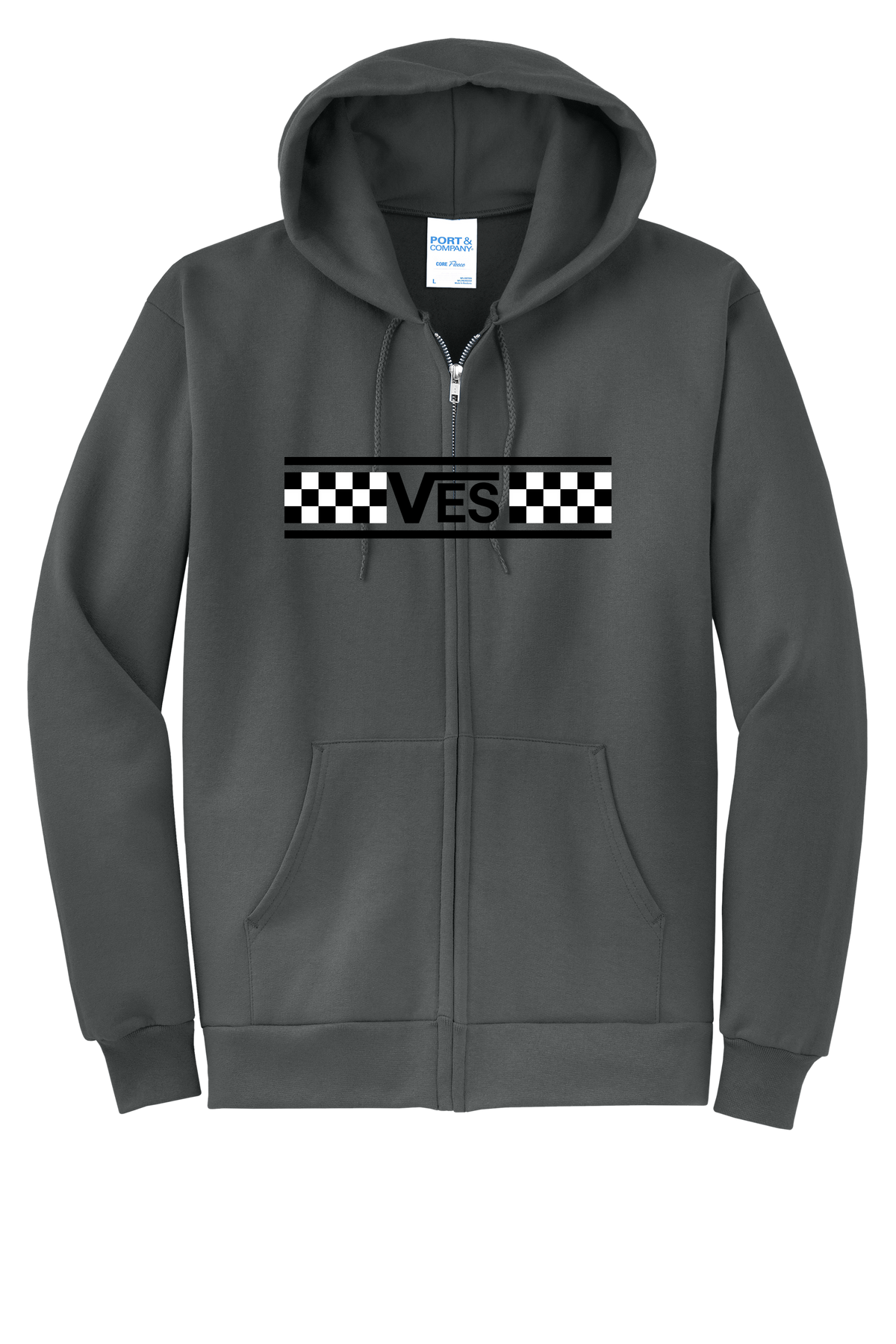 Checkered - Adult Zip Hoodie - Charcoal