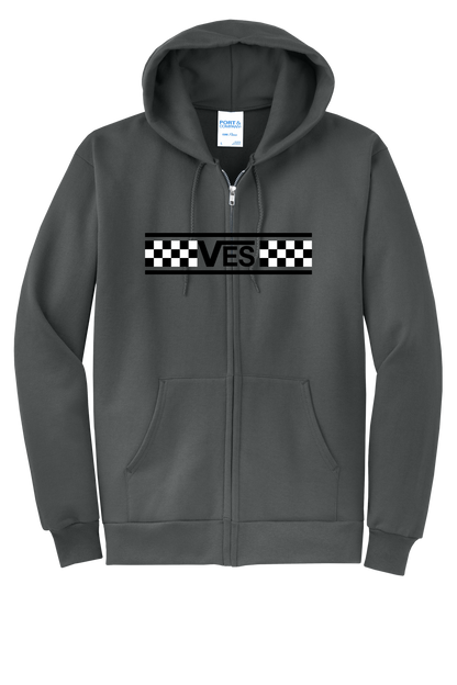 Checkered - Adult Zip Hoodie - Charcoal