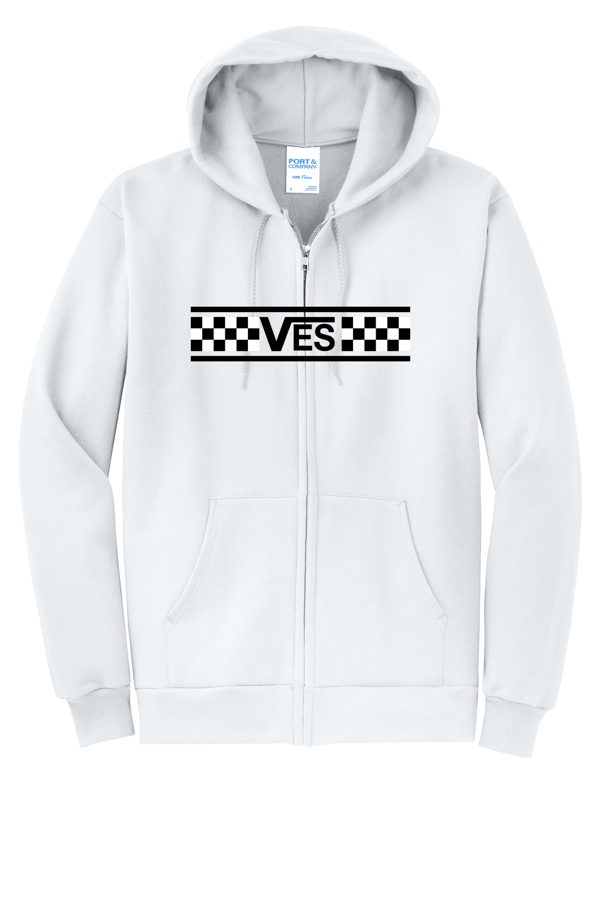 Checkered - Adult Zip Hoodie - White