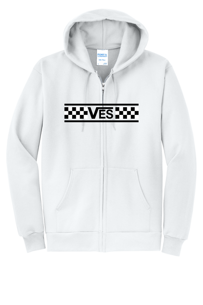 Checkered - Adult Zip Hoodie - White
