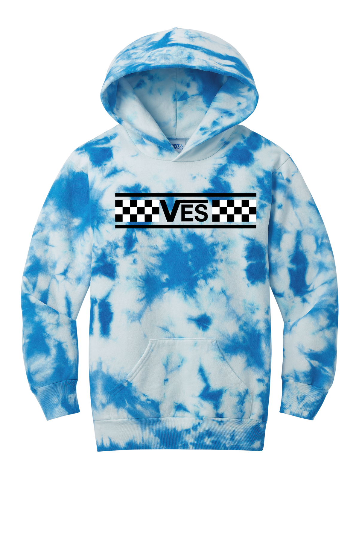 Checkered - Youth Hoodie - Tie-Dye Royal
