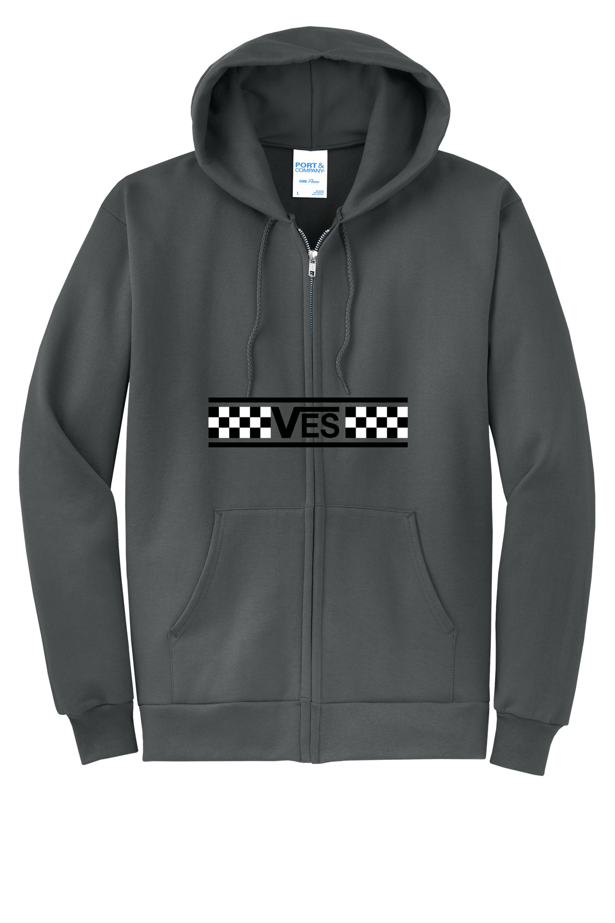 Checkered - Youth Zip Hoodie - Charcoal