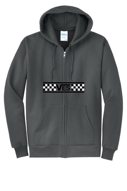 Checkered - Youth Zip Hoodie - Charcoal