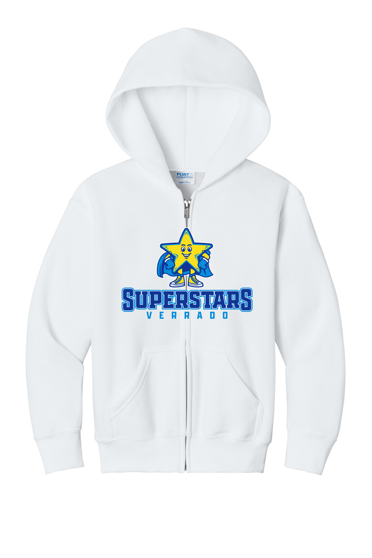 Sparky Varsity - Youth Zip Hoodie - White