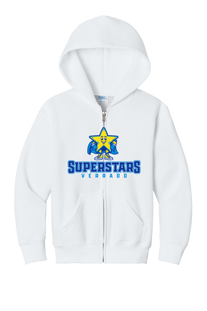 Sparky Varsity - Youth Zip Hoodie - White